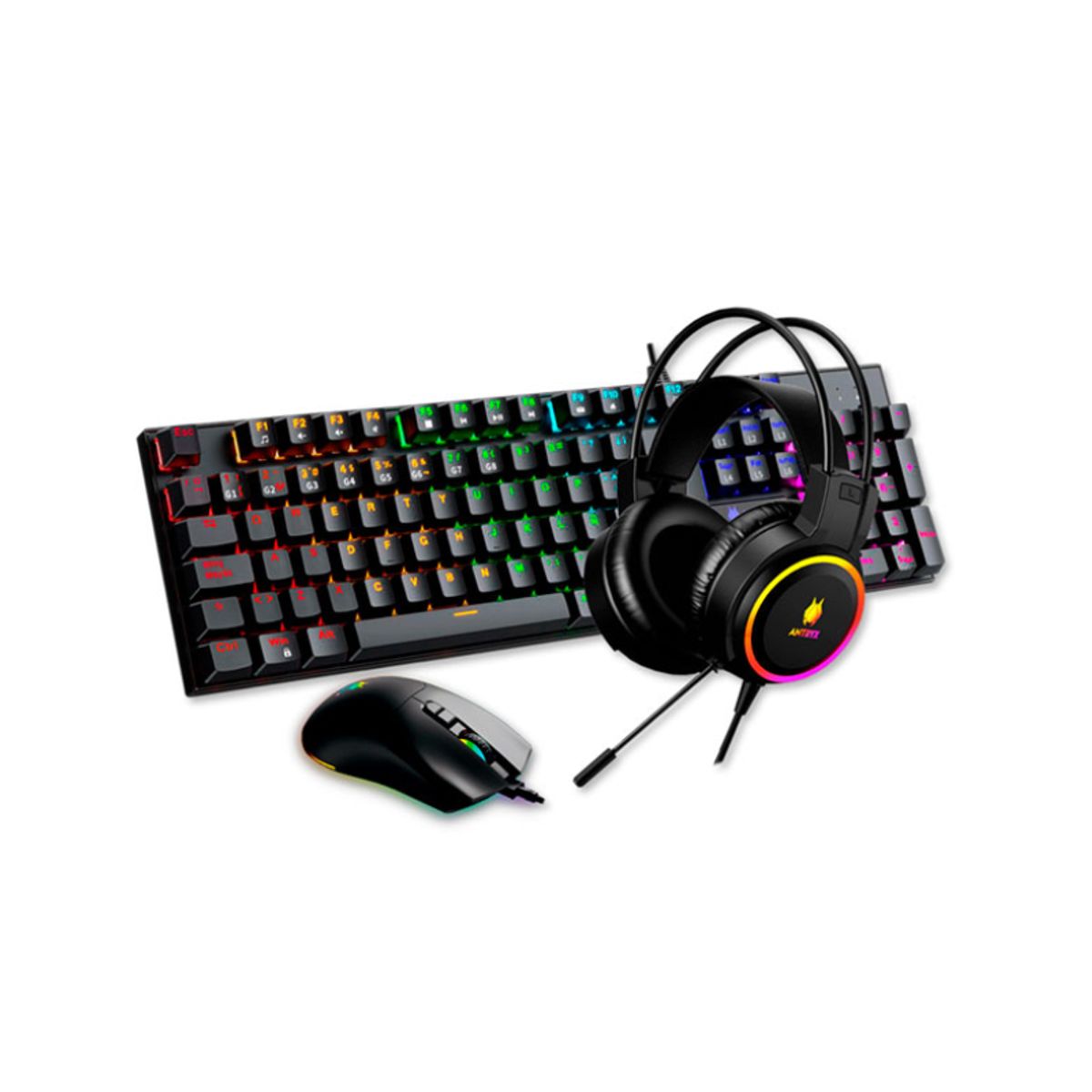 ANTRYX - Kit Gaming Audífono + Teclado + Mouse Antryx GC3100 x3 Black