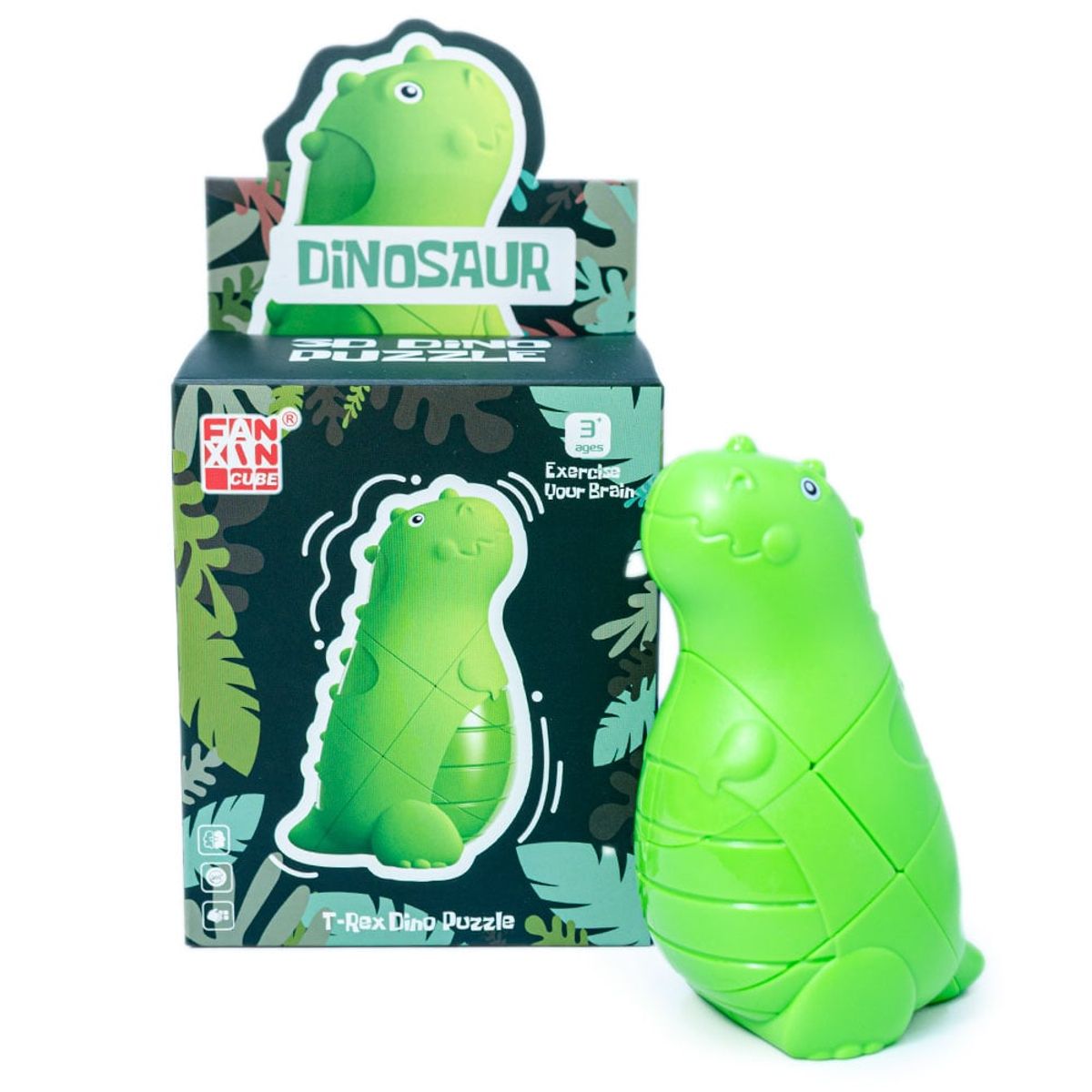 FANXIN - Cubo Mágico Dinosaurio Tiranosaurio Rex Verde FANXIN