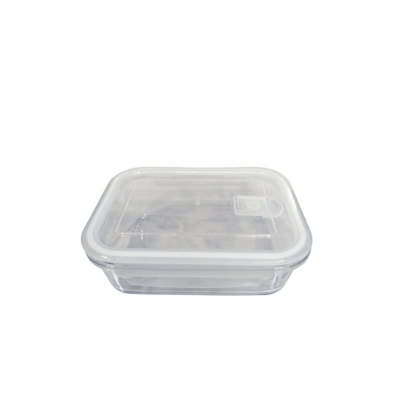 GENERICO - Taper rectangular de vidrio 1030 ml con tapa hermética transparente