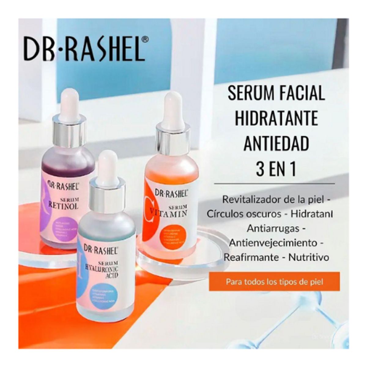 GENERICO - Kit Completo Dr Rashel 3 Serum Facial Vitamina C- Retinol- Hialurónico