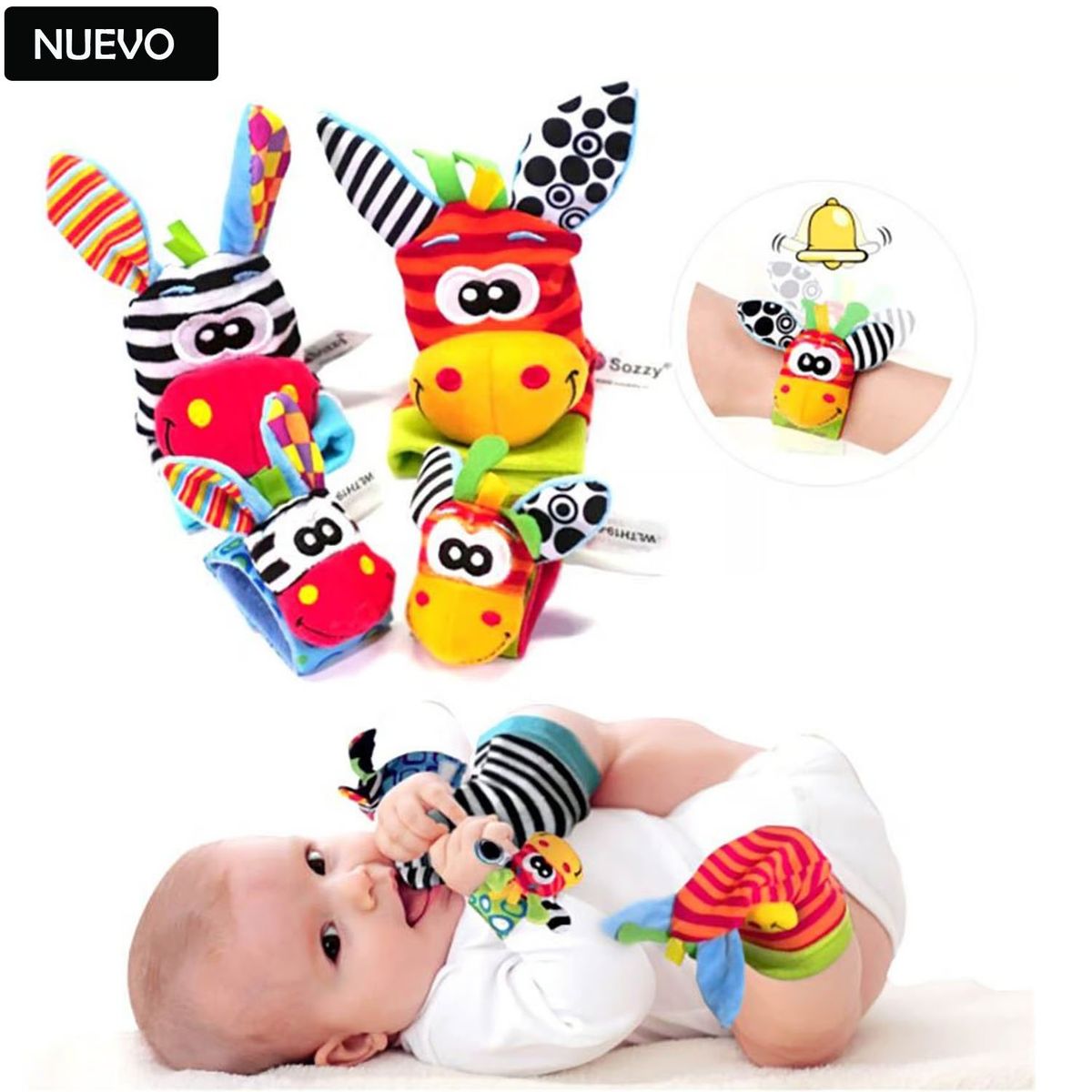 GENERICO - Set de Sonajeros Medias Muñequeras Estimulación Bebé