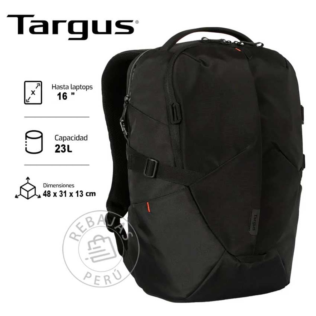 TARGUS - Mochila Targus Terra Ecosmart 16 23L Black - Ecológica y Funcional