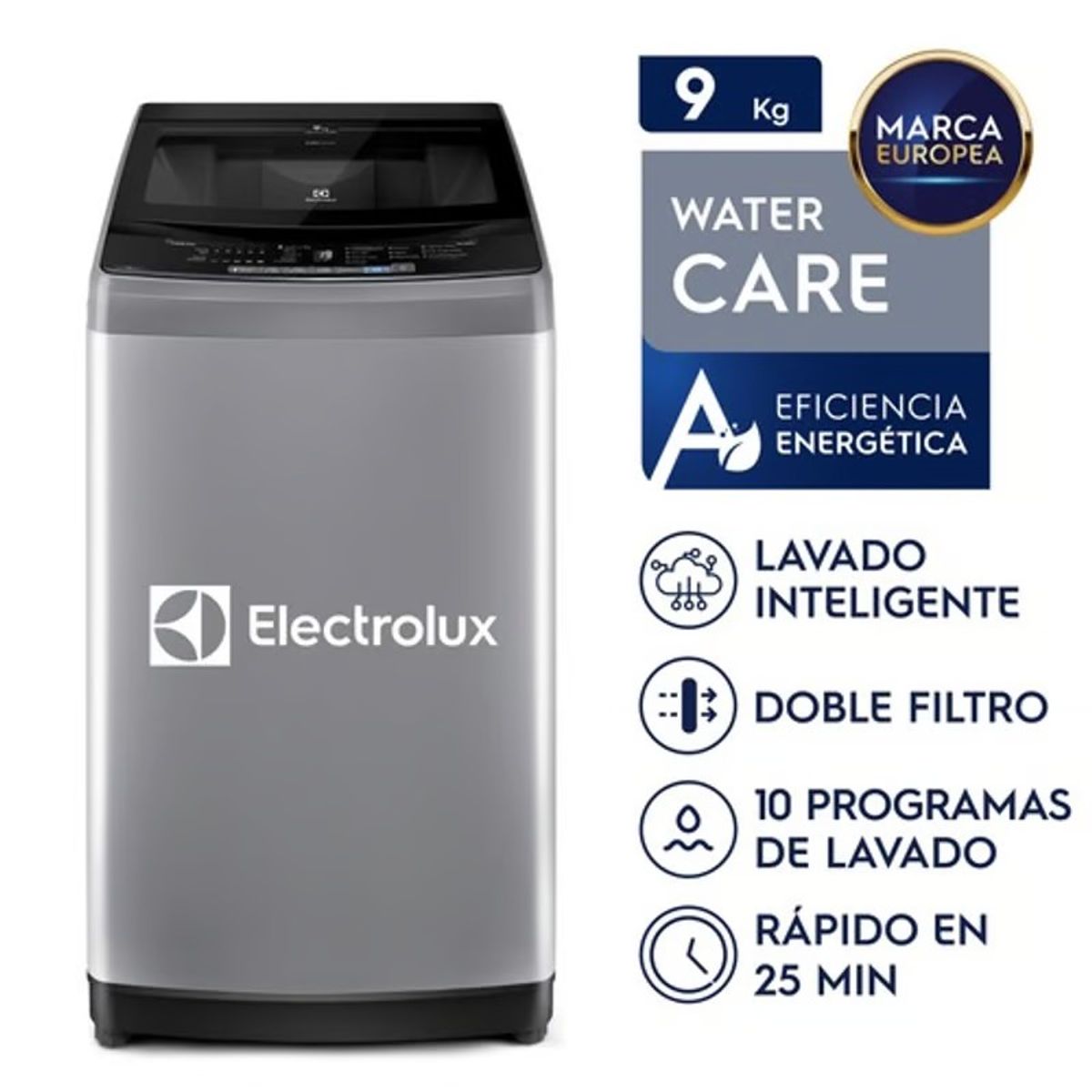 ELECTROLUX - Lavadora 9Kg Premium Care Electrolux Silver EWIW09F2USVG