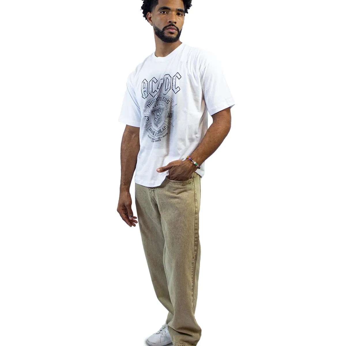 DM DEXMEN - Polo Dexmen Oversize ACDC Blanco