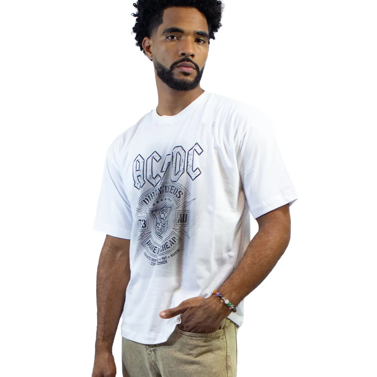 DM DEXMEN - Polo Dexmen Oversize ACDC Blanco