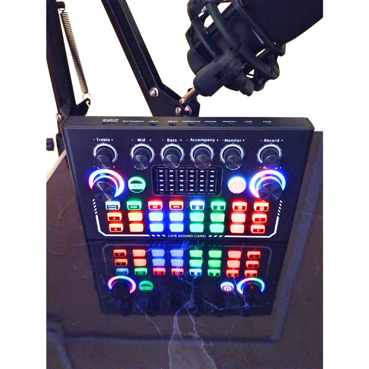 SEISA - Kit Micrófono Condensador de estudio Tarjeta de Sonido interfaz F009
