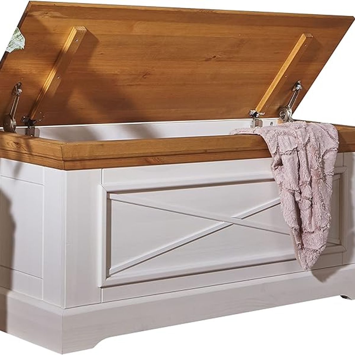 DMUEBLES - DM Baúl Oslo - Blanco + nogal claro