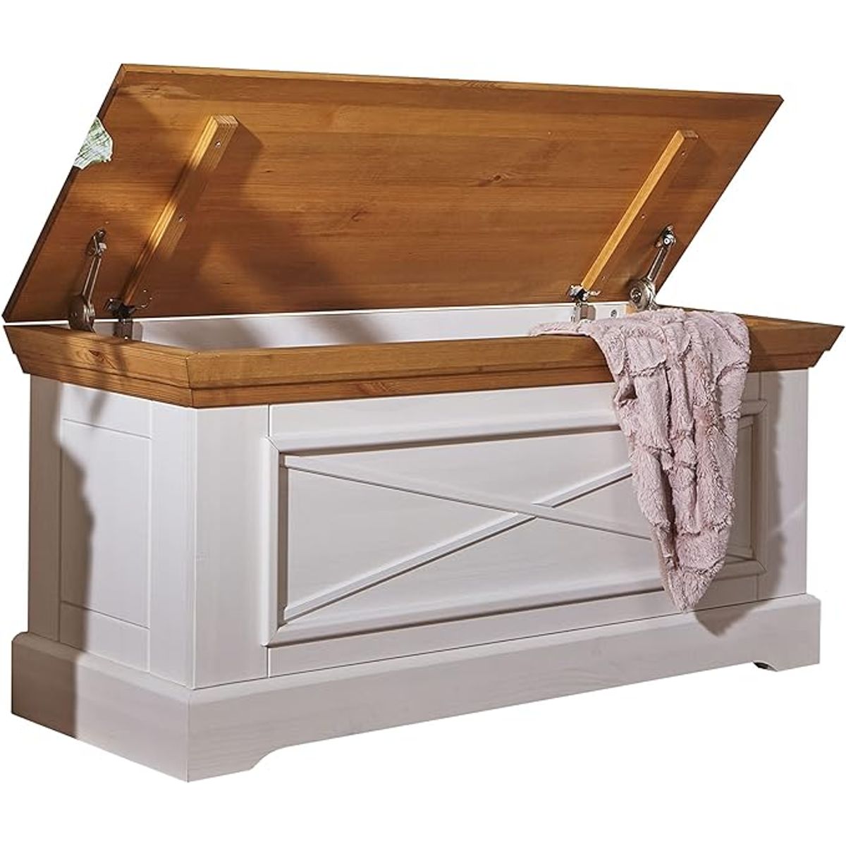 DMUEBLES - DM Baúl Oslo - Blanco + nogal claro