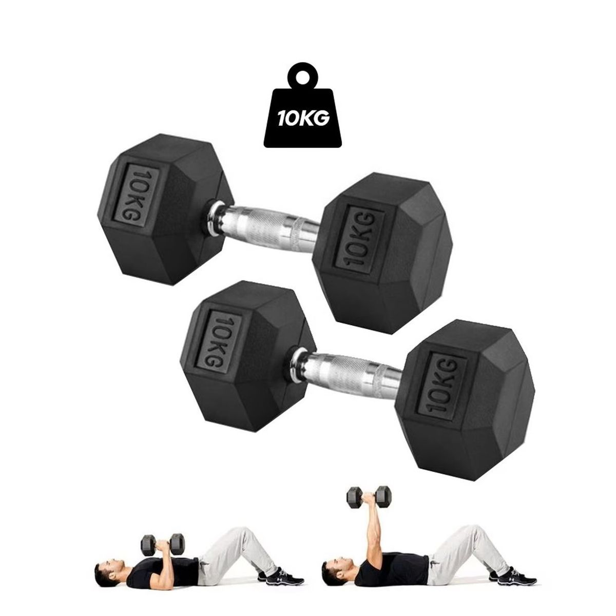 OTTOWARE - Mancuernas Hexagonales de 10KG Par