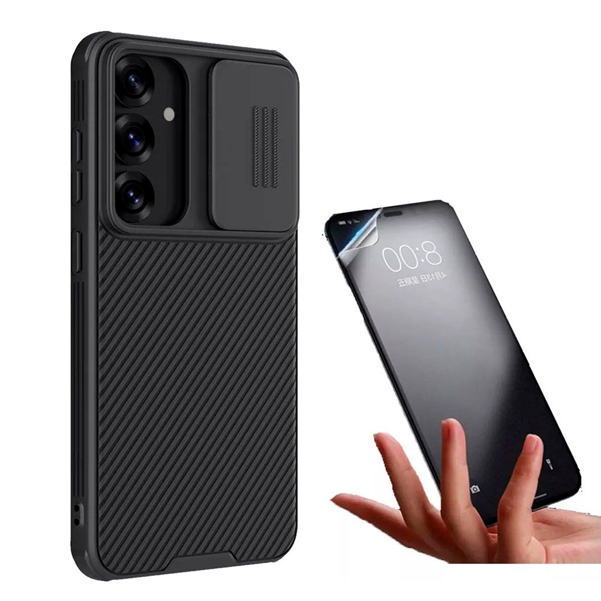 NILLKIN - Case para Galaxy S25 Plus Nillkin Camshield Negro + Mica Hidrogel Mate