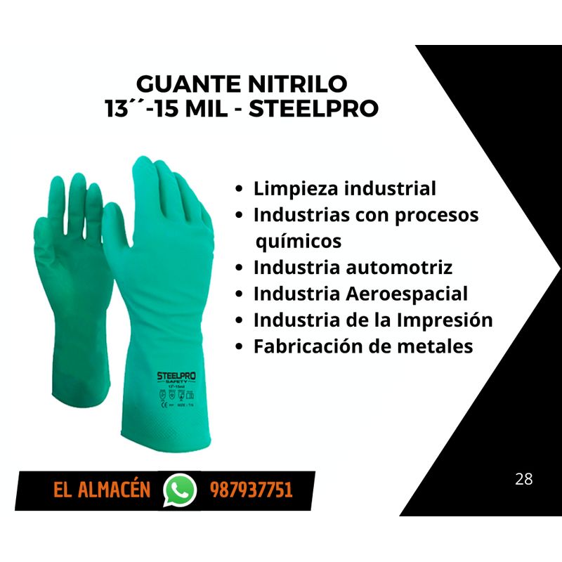 STEELPRO - GUANTE DE NITRILO  13"-15MIL- PACK X 12 - TALLA 9