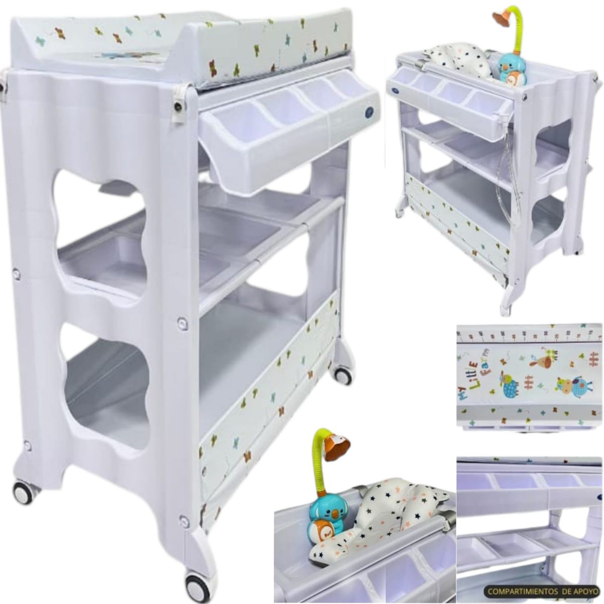 STOKKER BABY - Bañera cambiador con regadera y cojín CRISTAL BLANCO