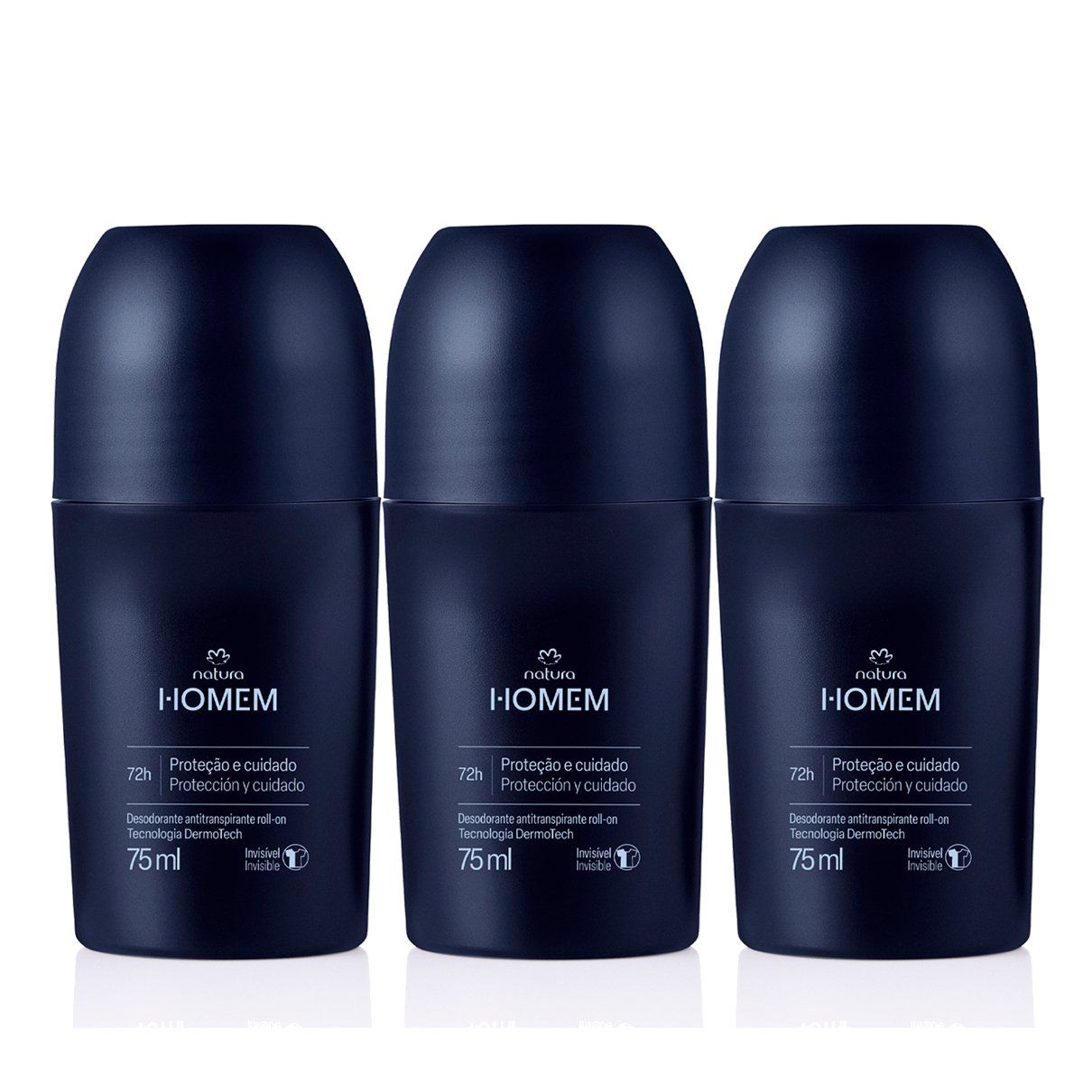 NATURA - KIT x3 Desodorante roll-on Invisible para Hombre HOMEM Natura
