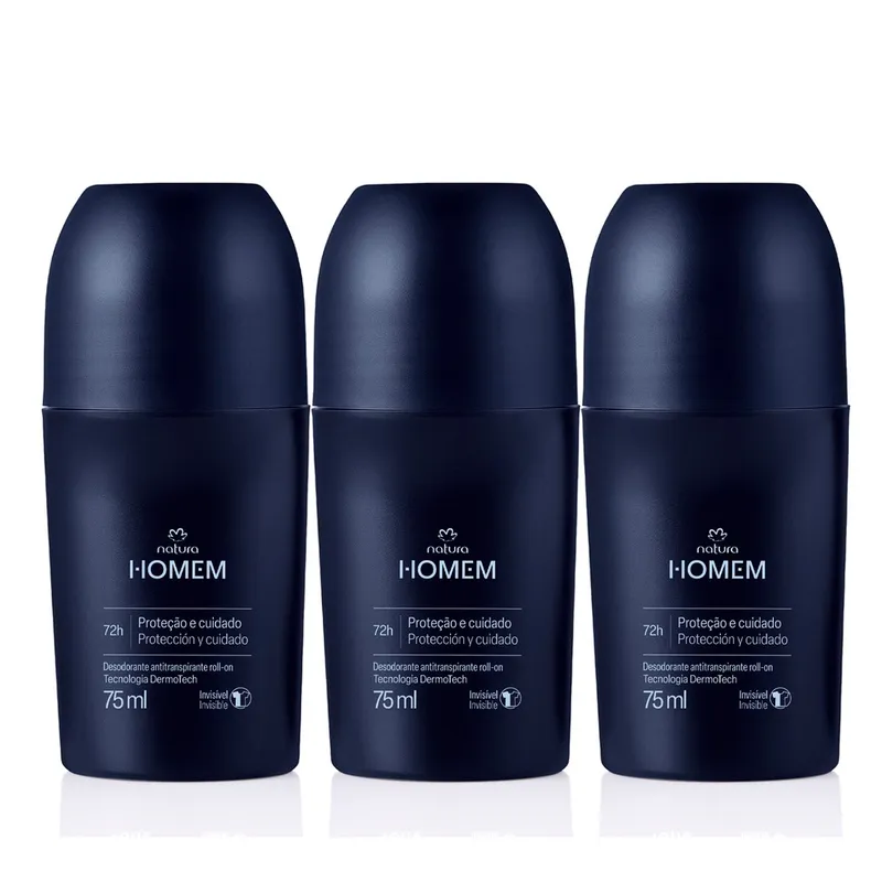 NATURA - KIT x3 Desodorante roll-on Invisible para Hombre HOMEM Natura