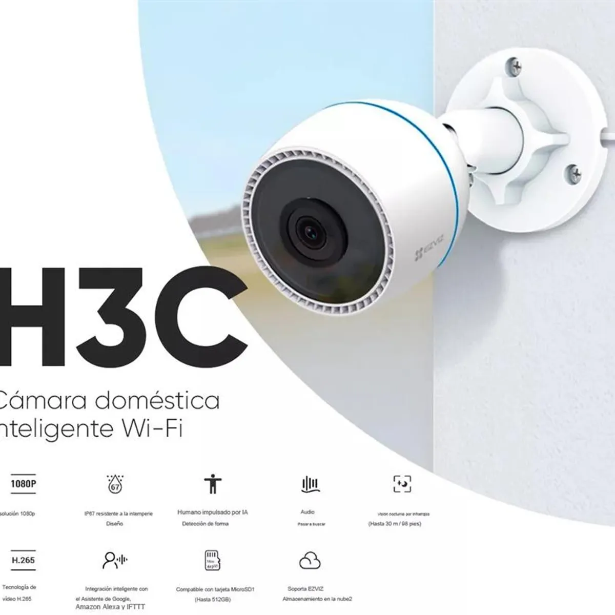 EZVIZ - Cámara de Seguridad para Exteriores EZVIZ H3C 2MP Full HD + SD 64GB