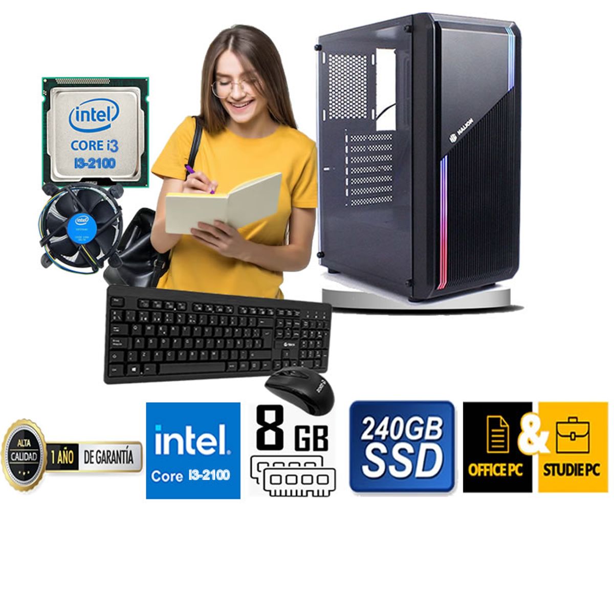 HALION - COMPUTADORA DE ESCRITORIO CORE I3 2100  8GB RAM 240  GB SSD