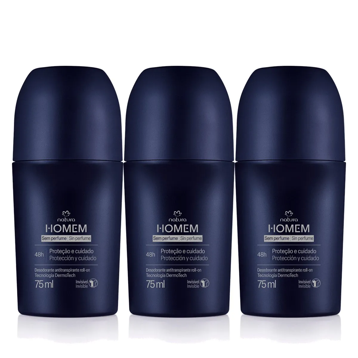 NATURA - KIT x3 Desodorante roll-on Sin Perfume para Hombre HOMEM Natura