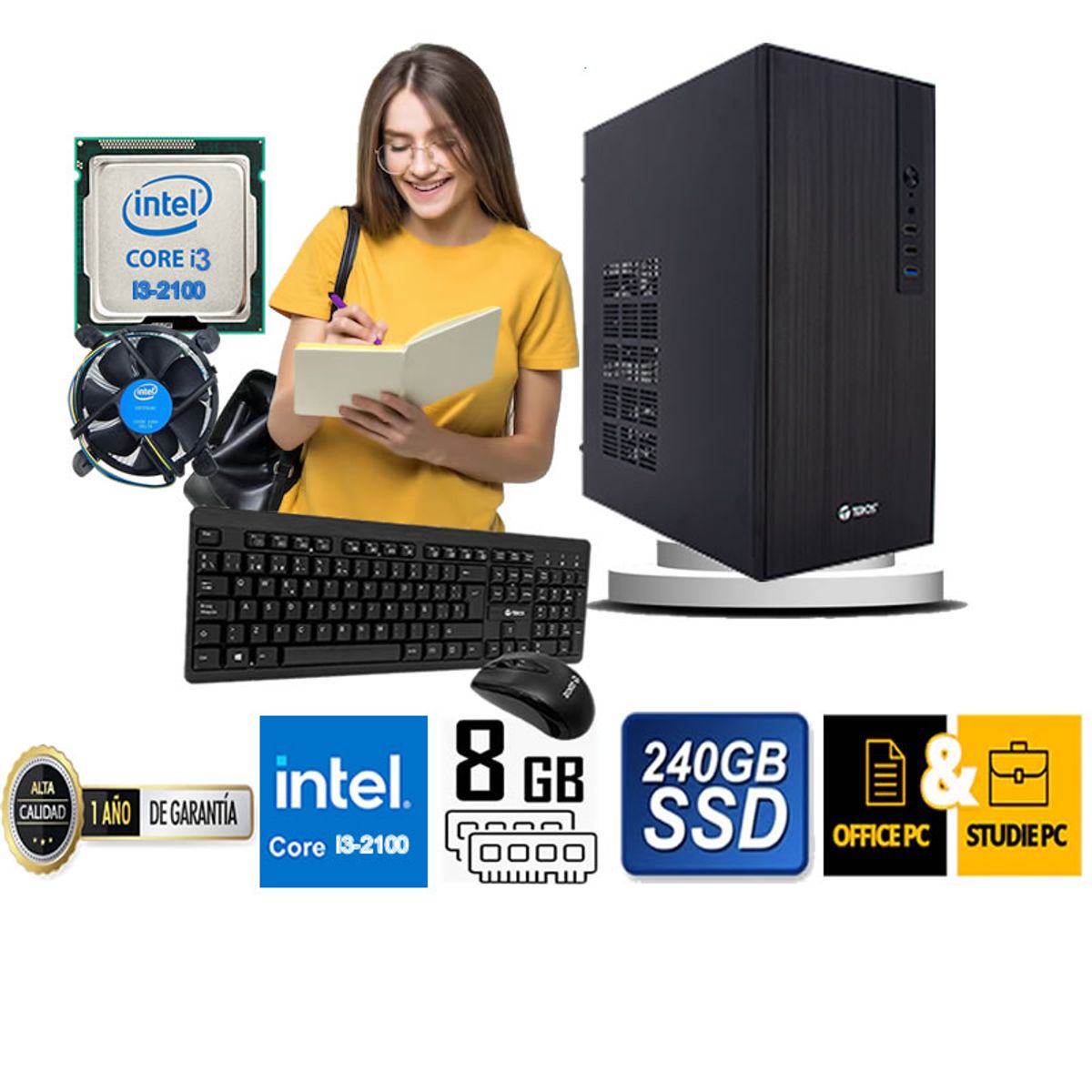TEROS - COMPUTADORA DE ESCRITORIO CORE I3 2100  8GB RAM 240  GB SSD