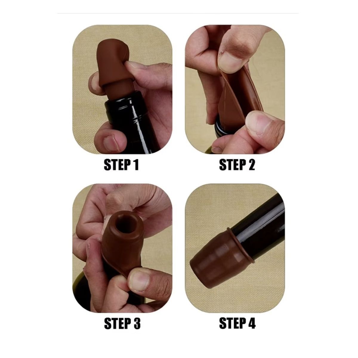 OEM - Tapon de silicona botella vino bebidas Reutilizable Sellador Negro