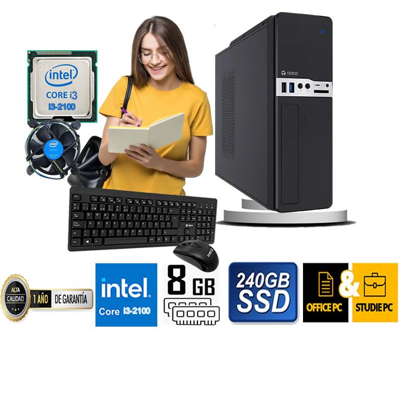 TEROS - COMPUTADORA DE ESCRITORIO CORE I3 2100  8GB RAM 240  GB SSD