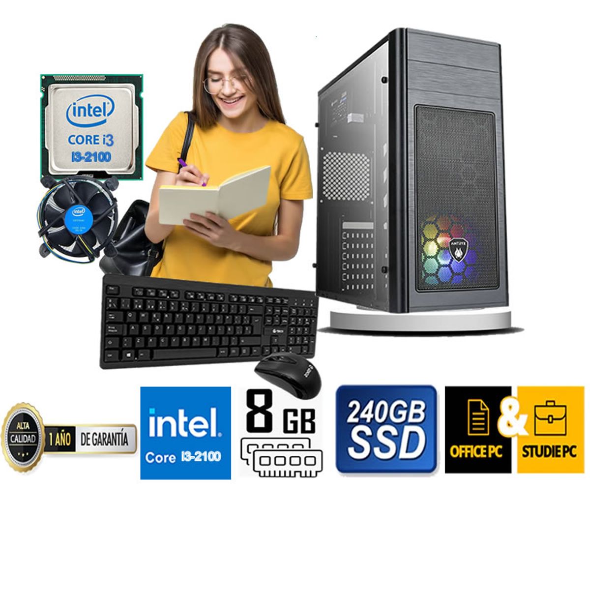 ANTRYX - COMPUTADORA DE ESCRITORIO CORE I3 2100  8GB RAM 240  GB SSD