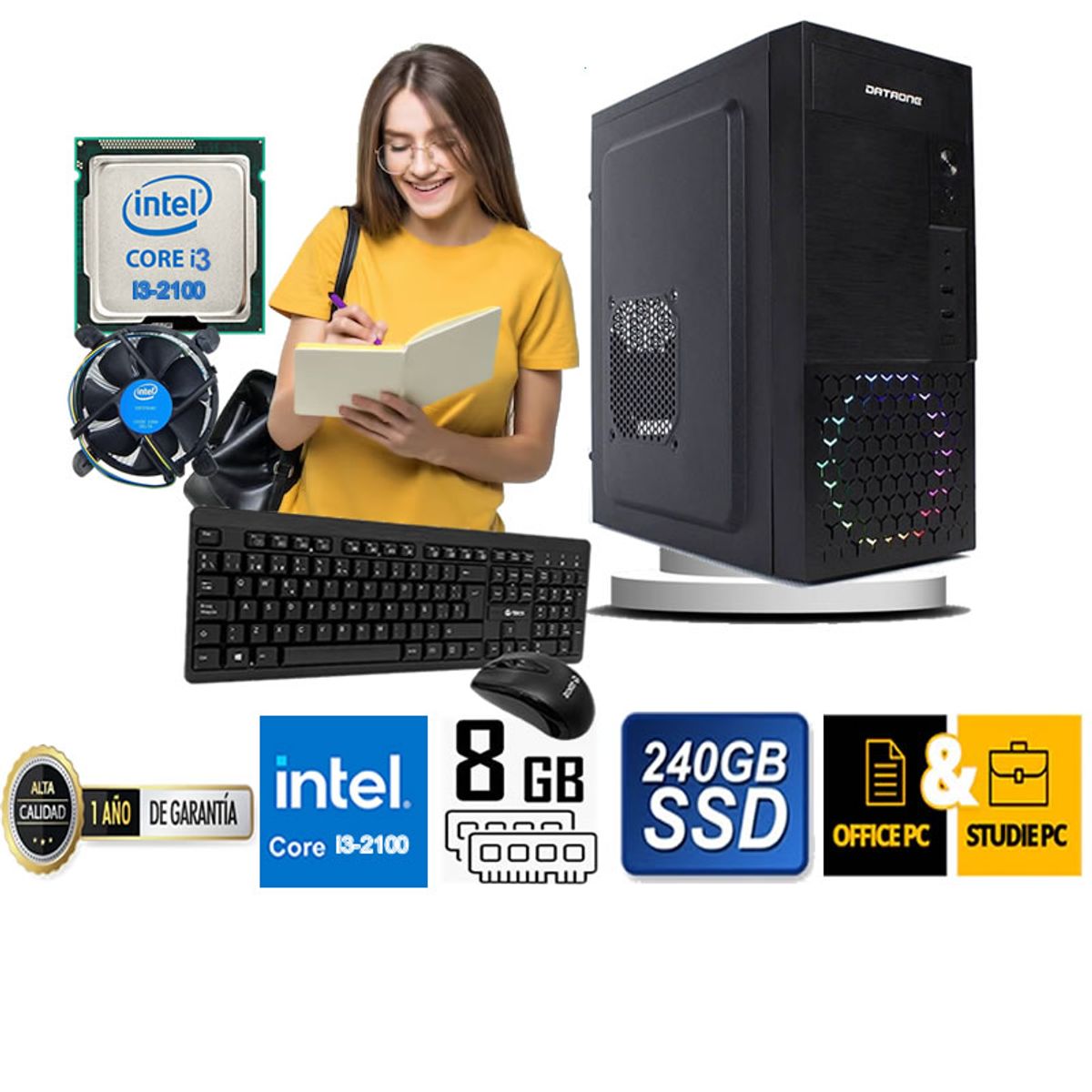 DATAONE - COMPUTADORA DE ESCRITORIO CORE I3 2100  8GB RAM 240  GB SSD