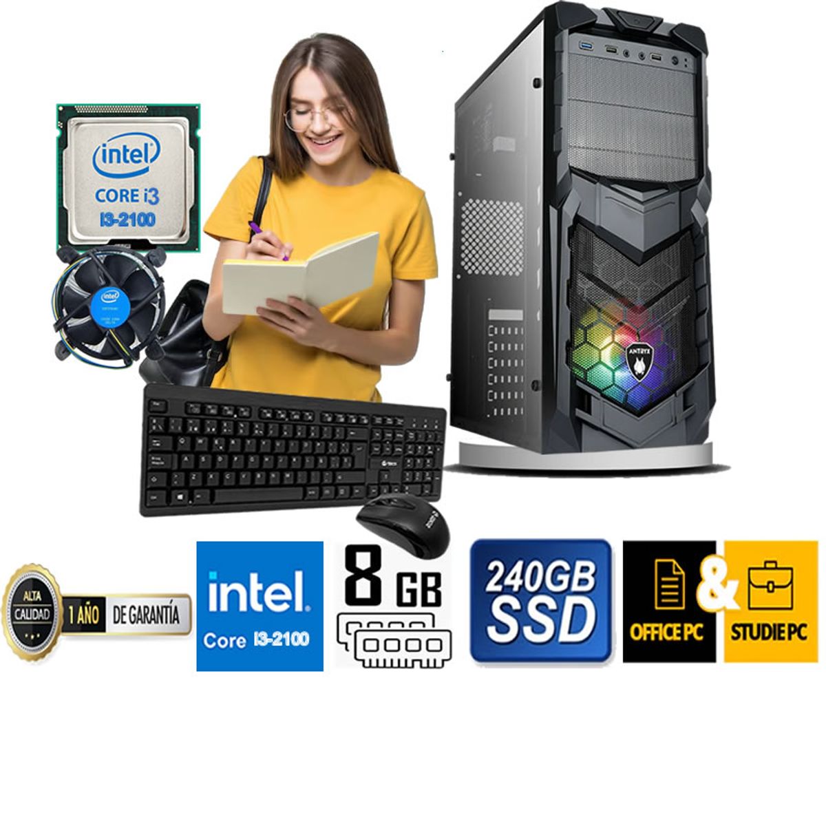 ANTRYX - COMPUTADORA DE ESCRITORIO CORE I3 2100  8GB RAM 240  GB SSD