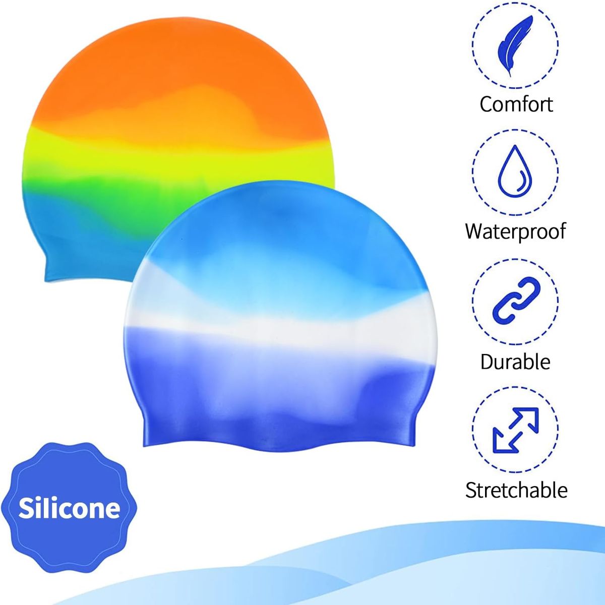 GENERICO - Gorra de natación de silicona para niños y niñas multicolor