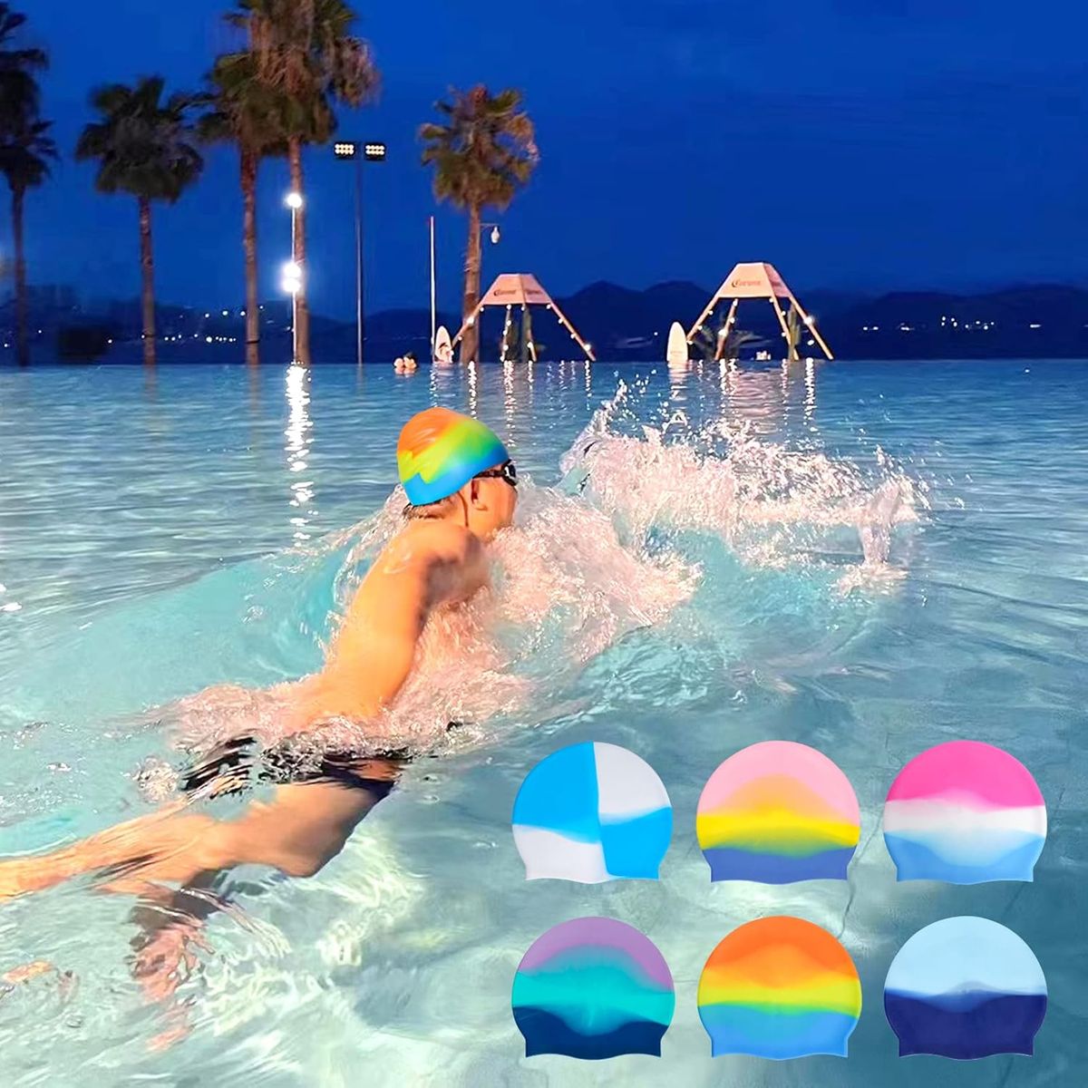 GENERICO - Gorra de natación de silicona para unisex multicolor