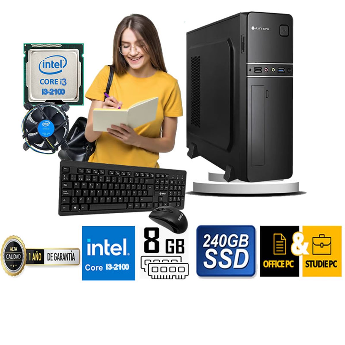 ANTRYX - COMPUTADORA DE ESCRITORIO CORE I3 2100  8GB RAM 240  GB SSD
