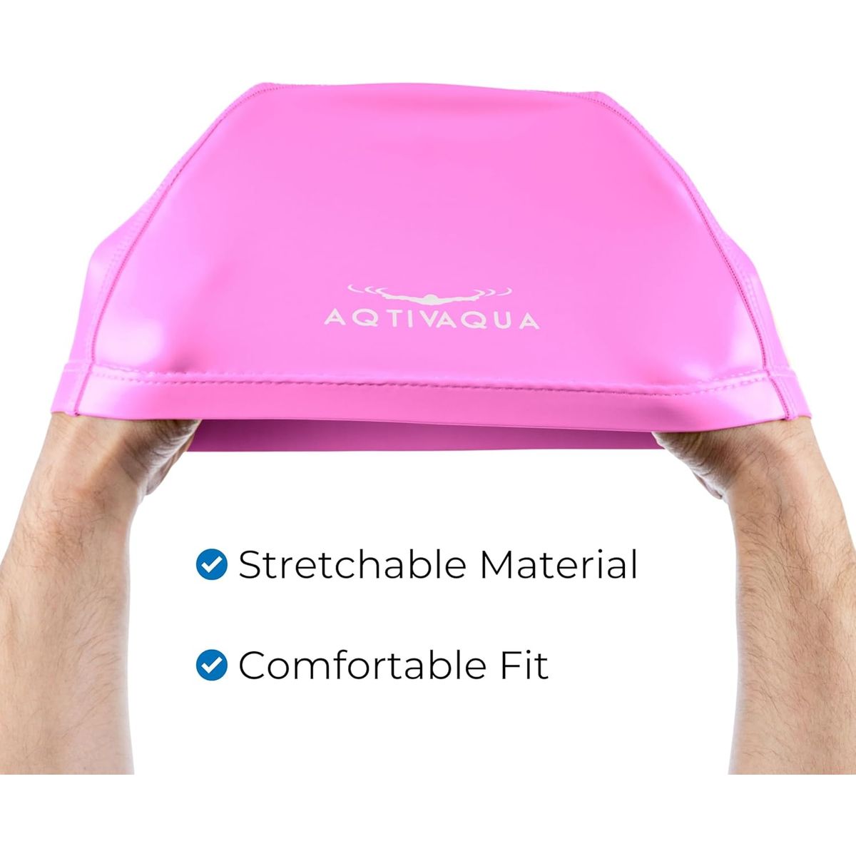 GENERICO - Gorro de natación de tela para mujer rosado