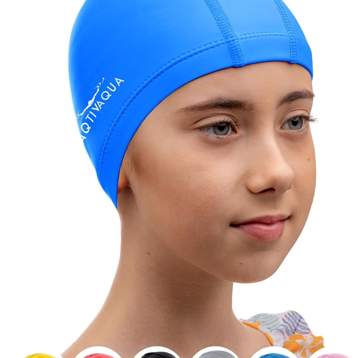 GENERICO - Gorro de natación de tela para mujer azul
