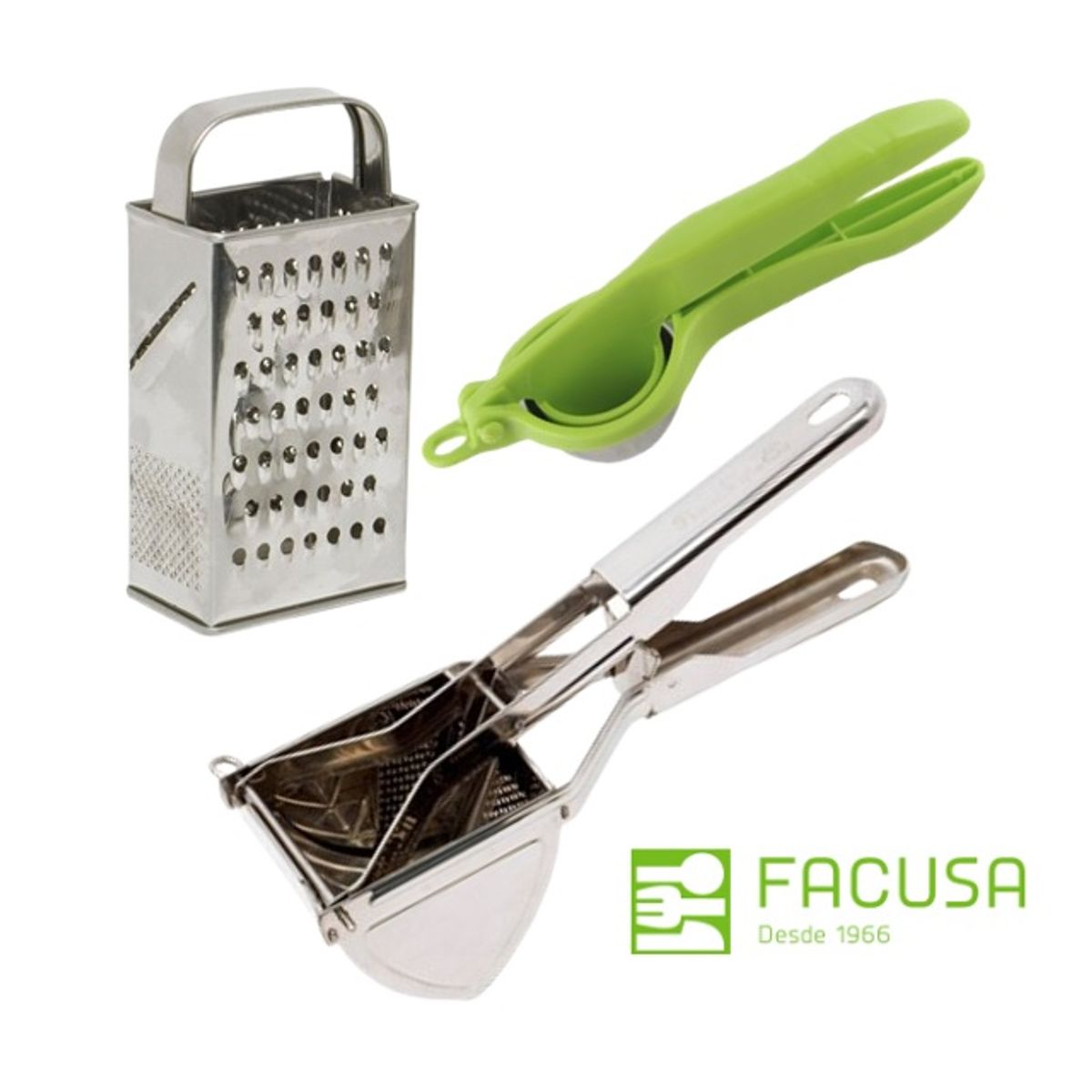 FACUSA - Prensa papas de Facusa con Exprimidor de Limon y Rayador  de Regalo