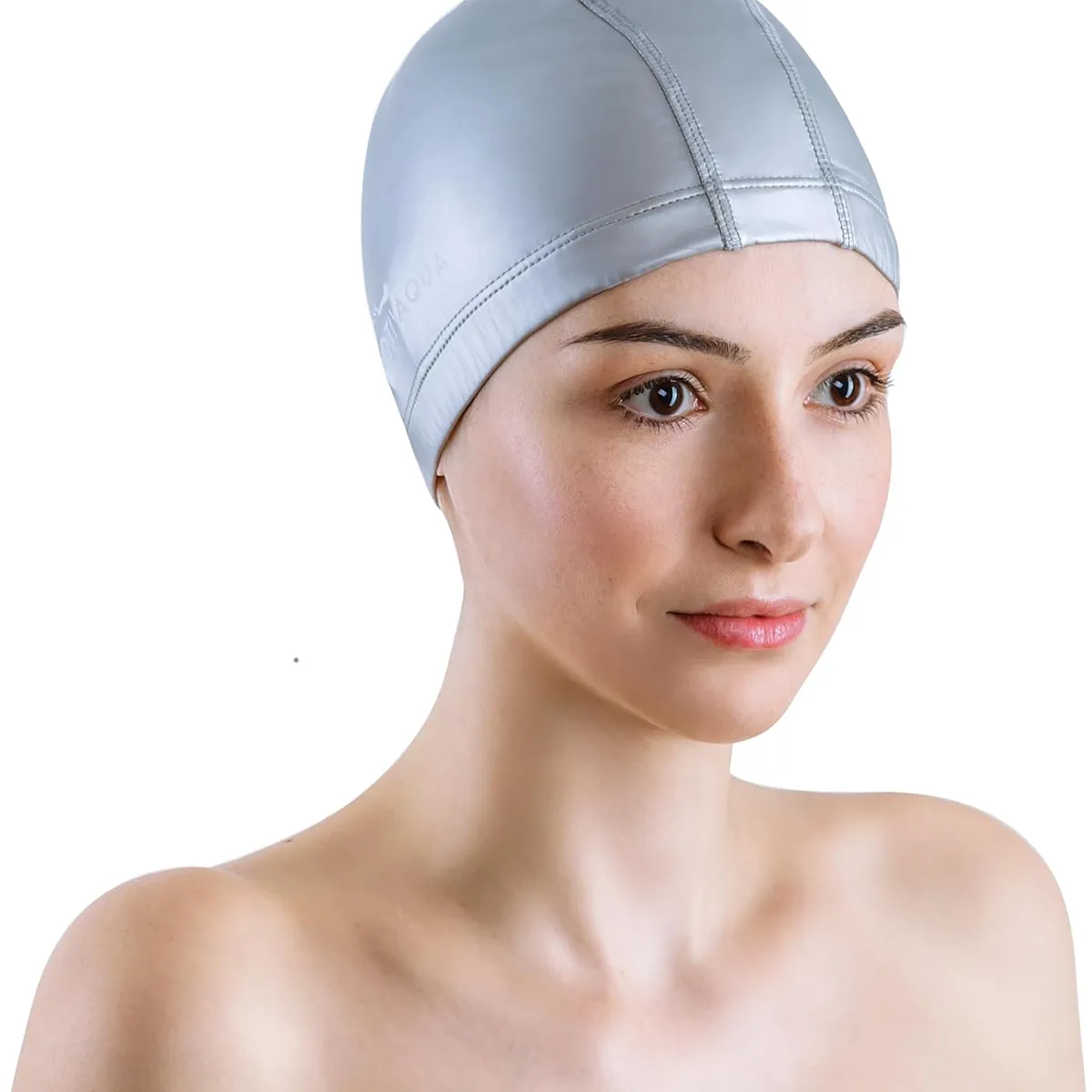 GENERICO - Gorro de natación elastano con capa protectora plomo plata