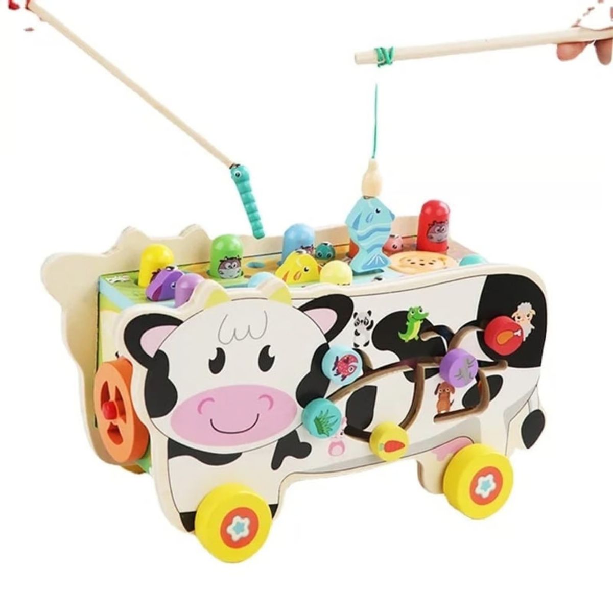 GENERICO - Vaca Didáctica de Madera Multifuncional 8 en 1