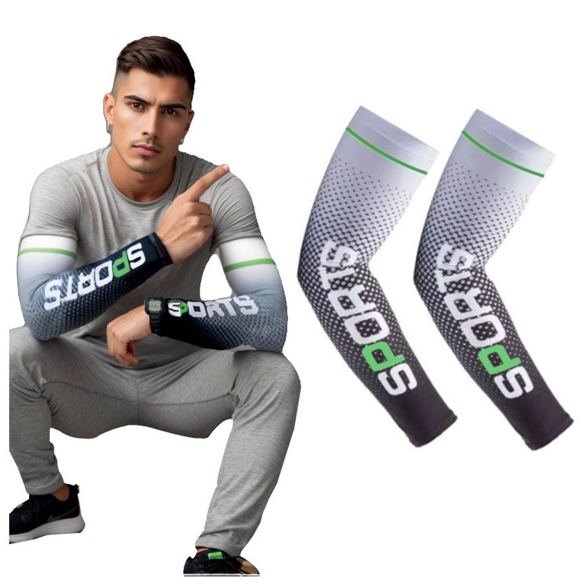 GENERICO - Manga Deportiva Brazo Hombre UV Moto Ciclismo Basket Voley