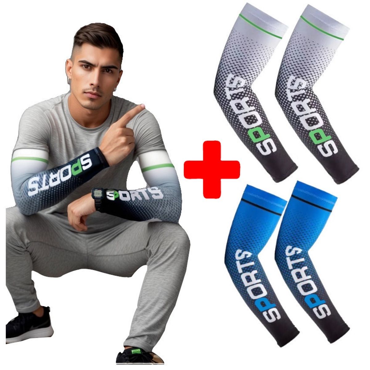 GENERICO - PACK 2 SET Manga Deportiva Sol UV Ciclismo Moto Voley Brazo