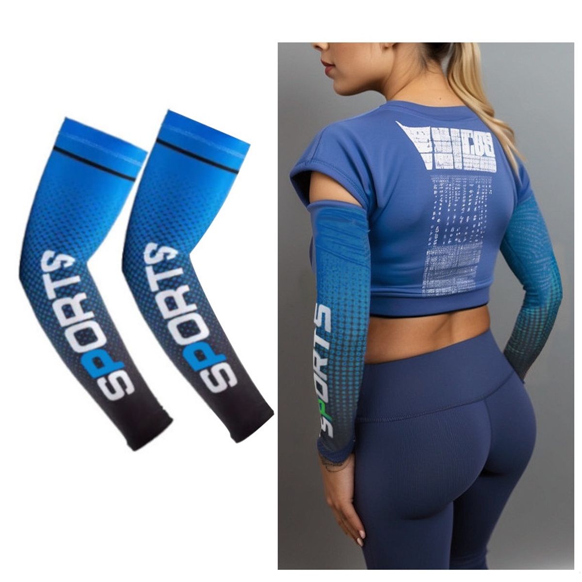 GENERICO - Manga Deportiva Anti Sol UV Brazo Voley Basket Ciclismo Moto