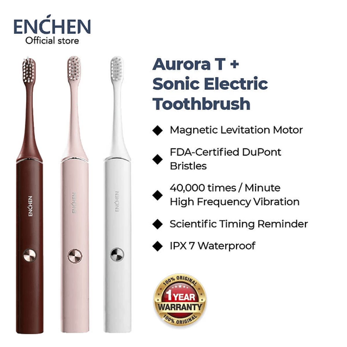 ENCHEN - Repuesto Cepillo Electrico Sonico - Aurora T + - Rosado