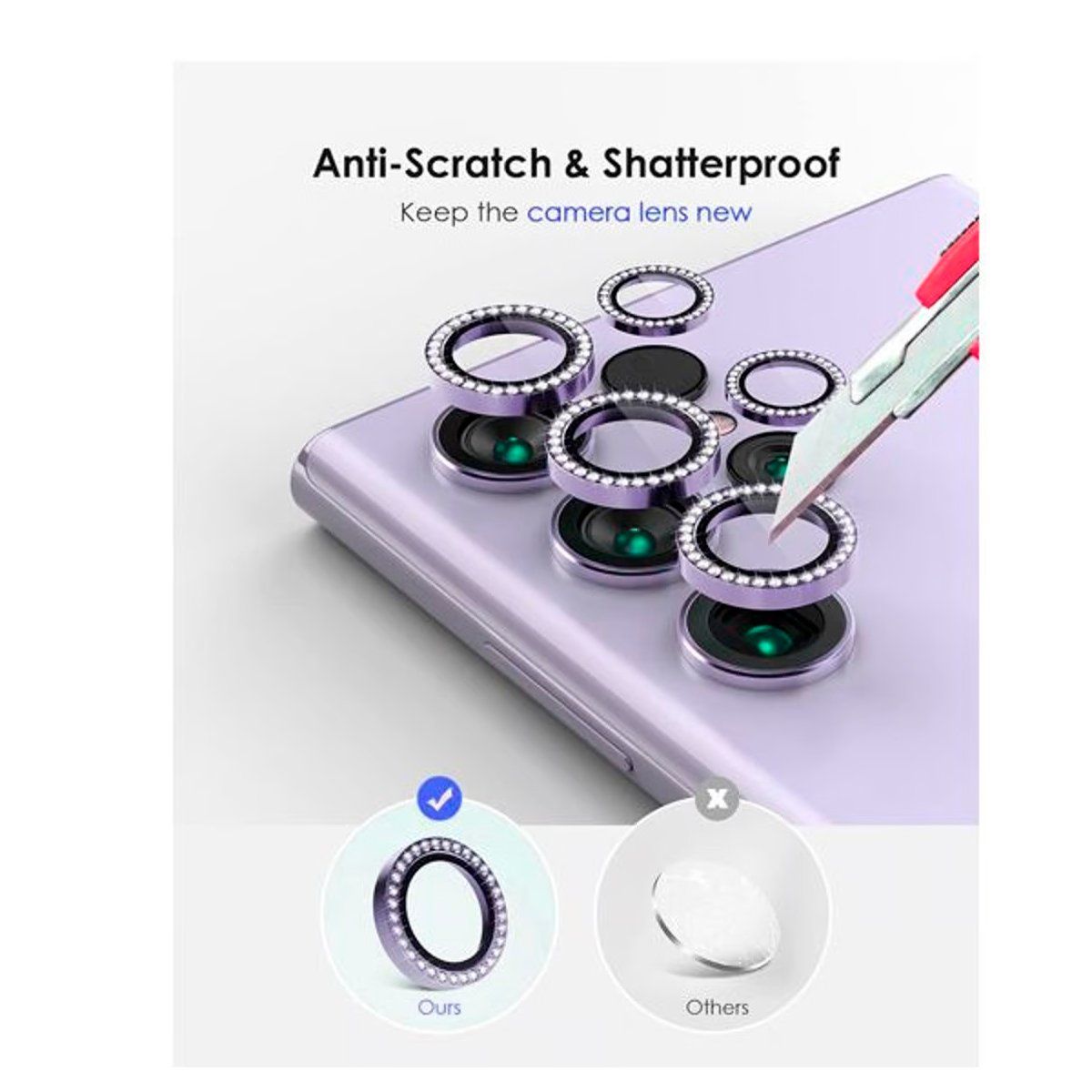 GENERICO - Protector De Cámara para Galaxy S25 Ultra Diamante - Lila