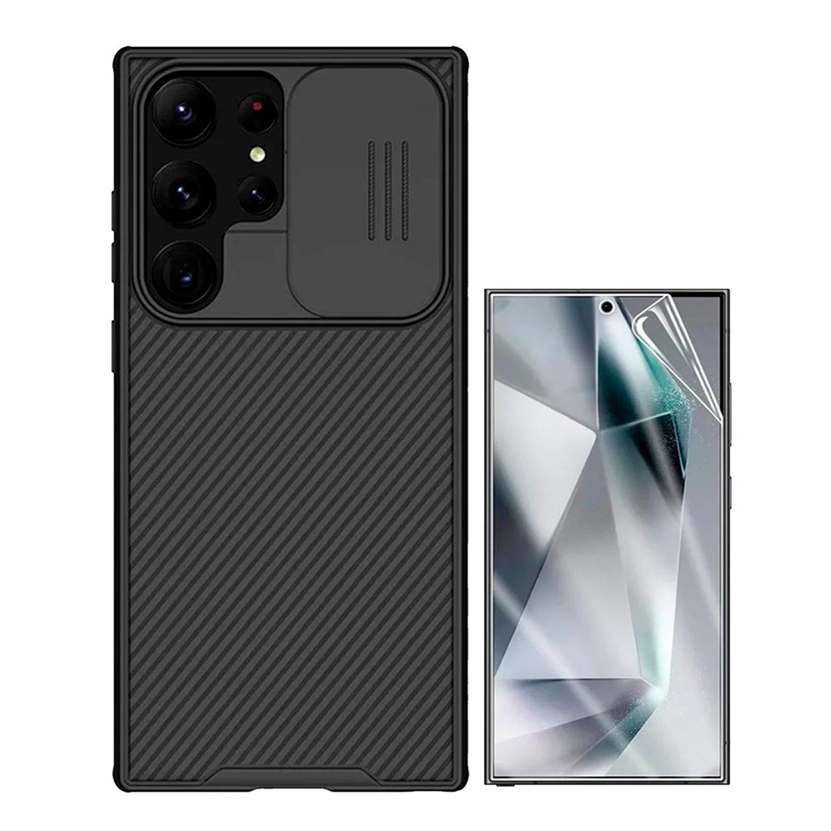 NILLKIN - Case Para Galaxy S25 Ultra Nillkin Negro + Mica Hidrogel Hd Lensun