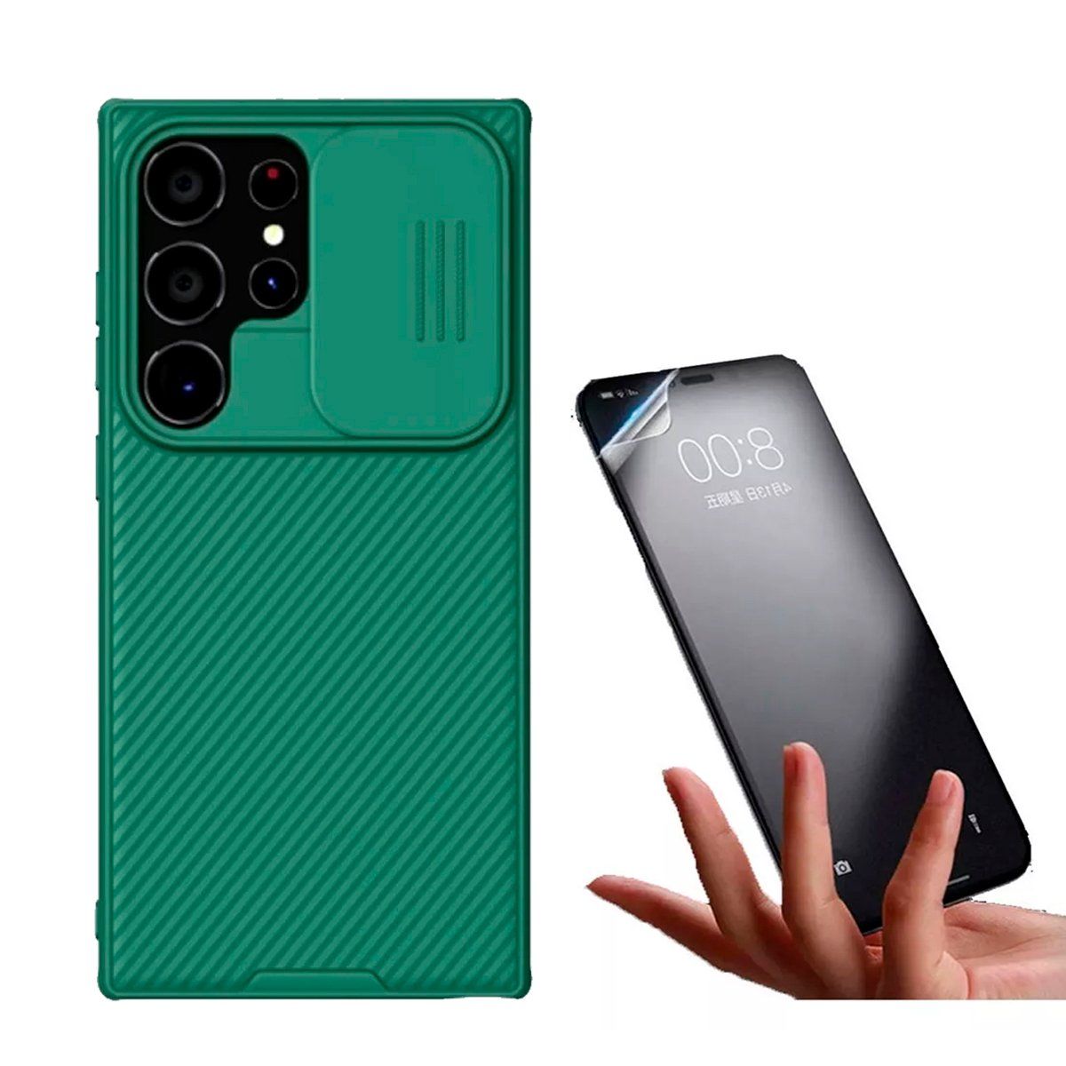 NILLKIN - Case Para Galaxy S25 Ultra Nillkin Verde + Mica Hidrogel Mate Lensun