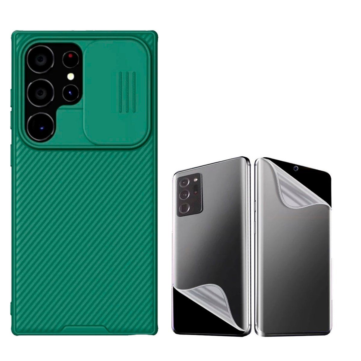 NILLKIN - Case Para Galaxy S25 Ultra Nillkin Verde + Hidrogel Mate Ambos Lados