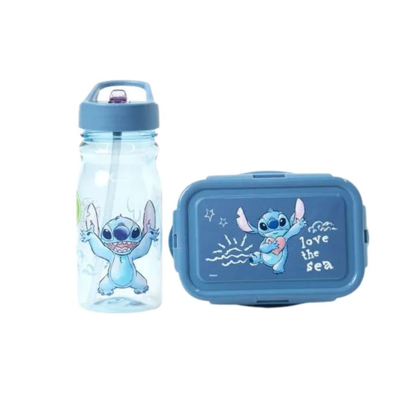 DISNEY - Pack tomatodo y taper Stitch celeste 500 ML