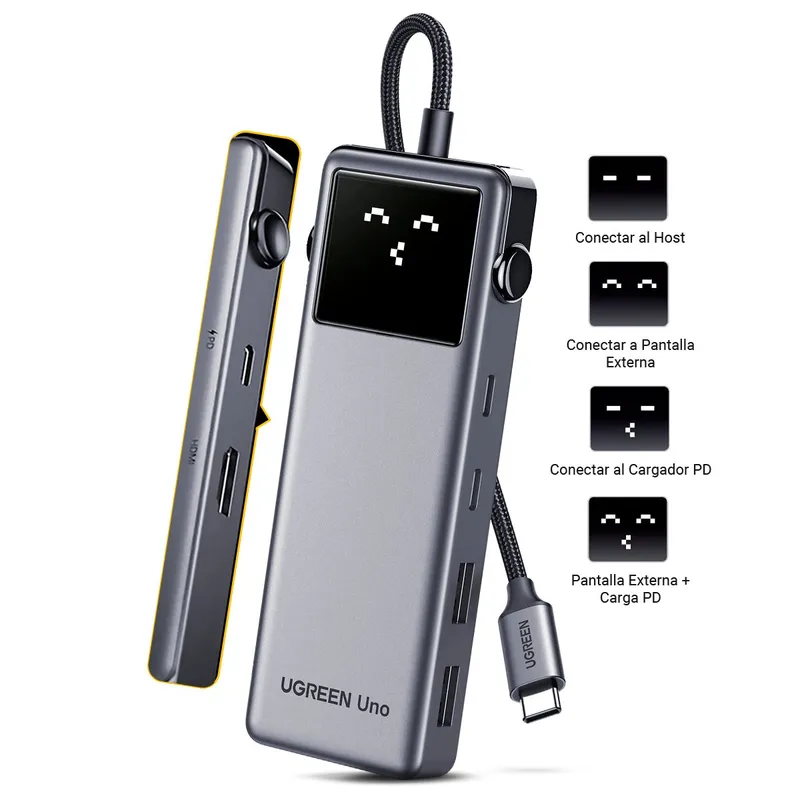 UGREEN - Adaptador Hub Tipo C Ugreen 6 En 1 Premium HDMI Robot Smart