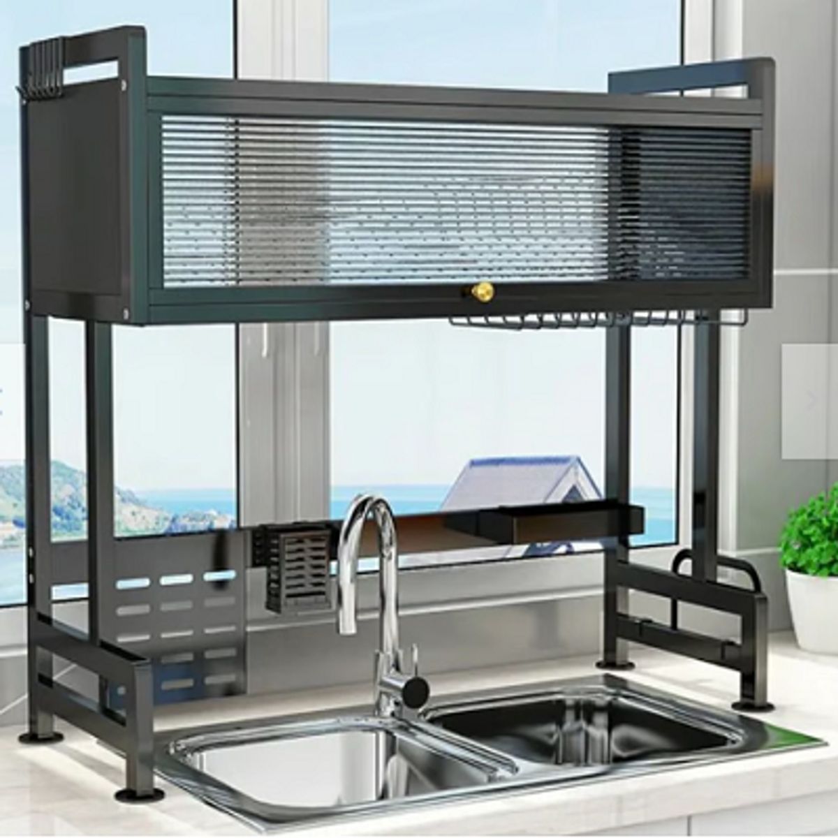 GENERICO - Escurridor de platos  con tapa  2 niveles 85 cm