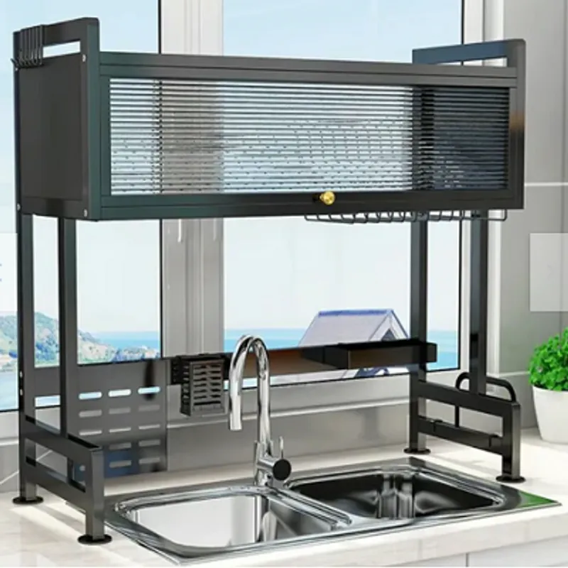 GENERICO - Escurridor de platos  con tapa  2 niveles 85 cm