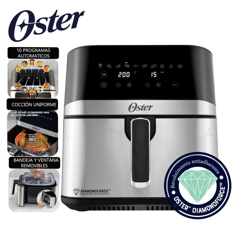 OSTER - Freidora de Aire Digital con Recubrimiento Diamond 75LT CKSTAF75DSSDF