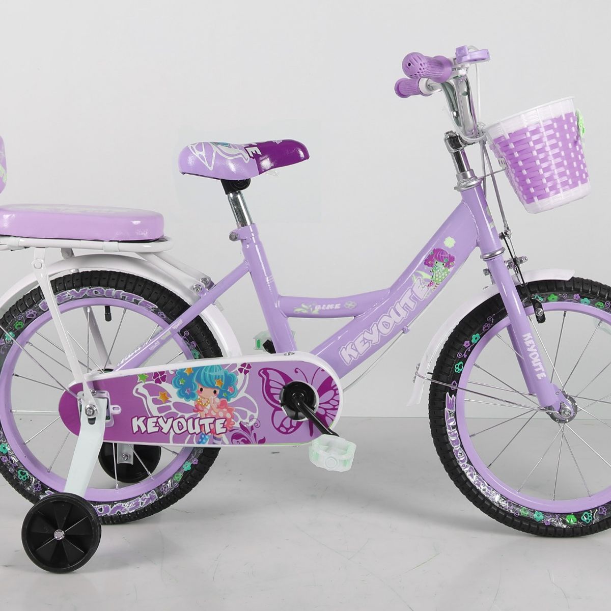 GENERICO - Bicicleta Infantil Kids Aro16 Doble Asiento Morado ACY