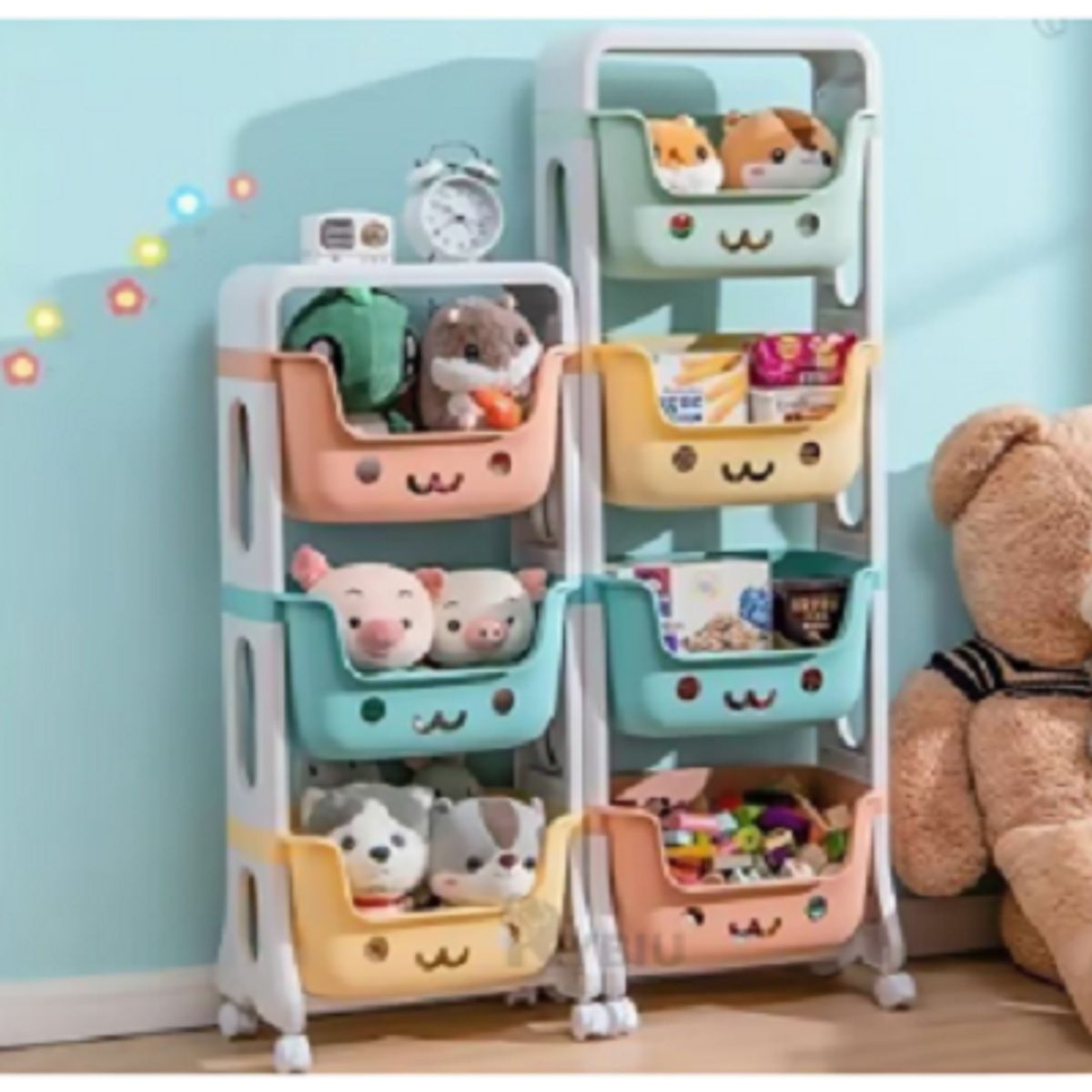 GENERICO - Juguetero Practico con Ruedas Multicolor de 4 niveles